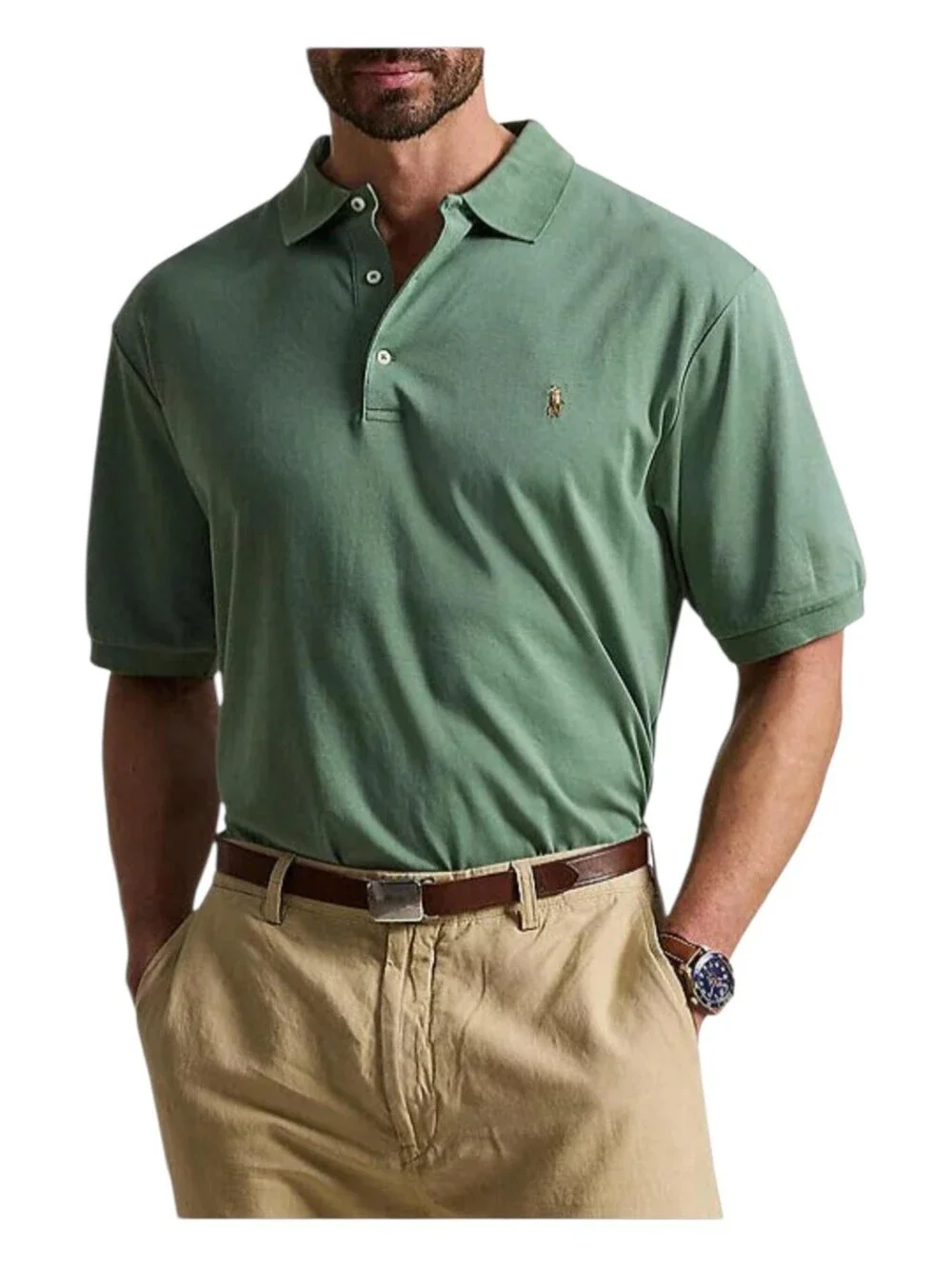 Polo Ralph Lauren Mens Green Fatigue Classic Fit Soft Cotton Polo Shirt XL
